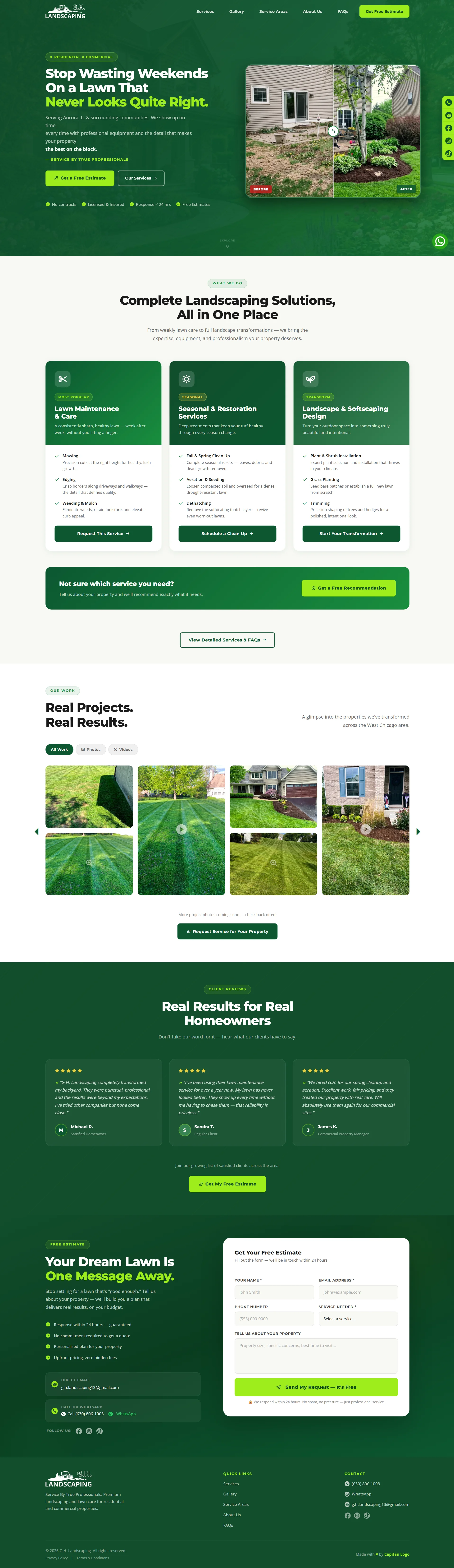 G.H. Landscaping Vista Previa Web
